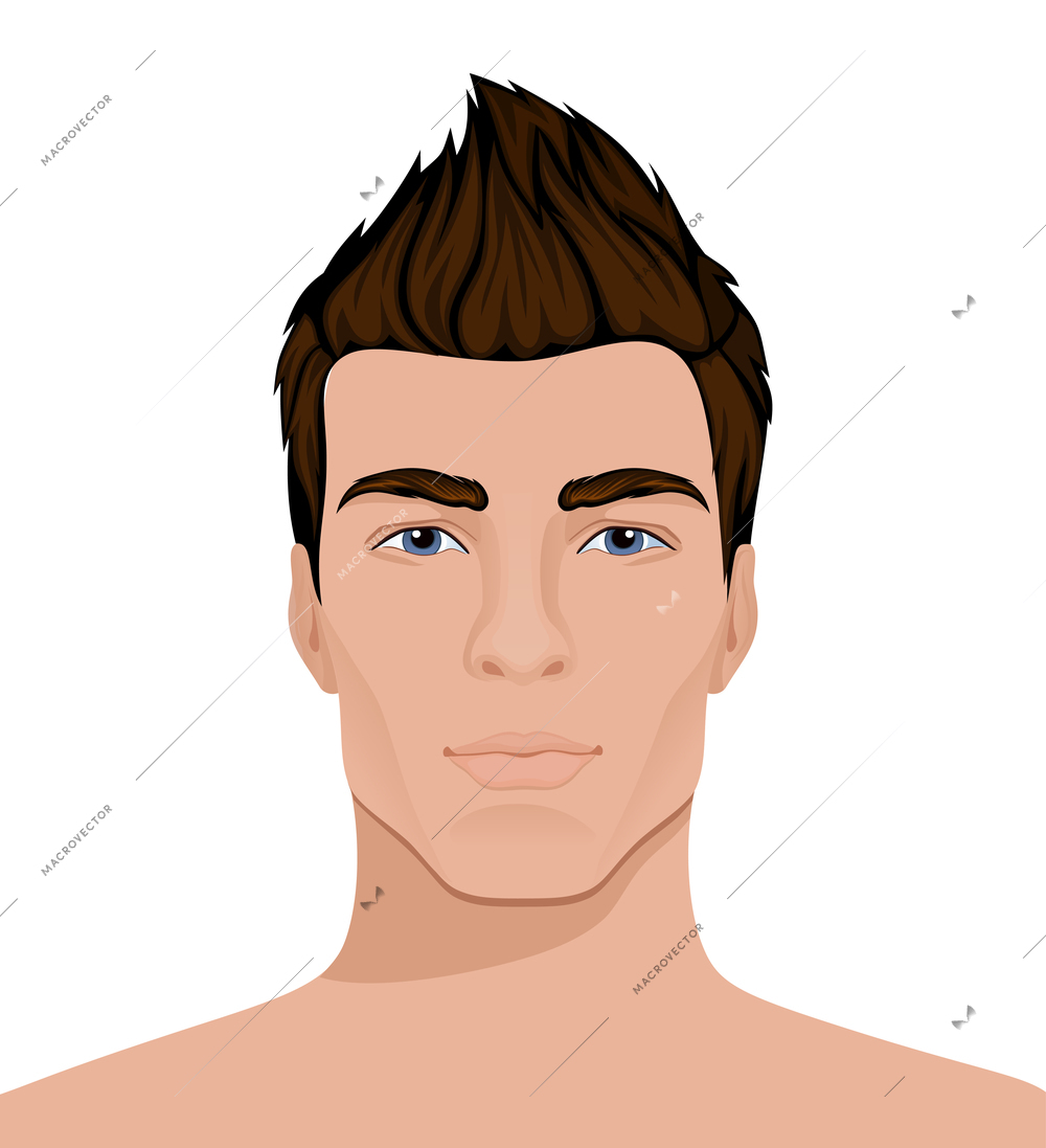 Men faces composition with isolated view of naked male head with modern hairstyle vector illustration