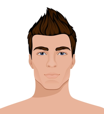 Men faces composition with isolated view of naked male head with modern hairstyle vector illustration