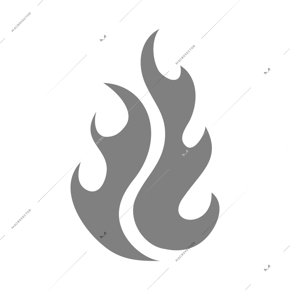 Fire black composition with monochrome flame burn flare icon isolated on blank background vector illustration