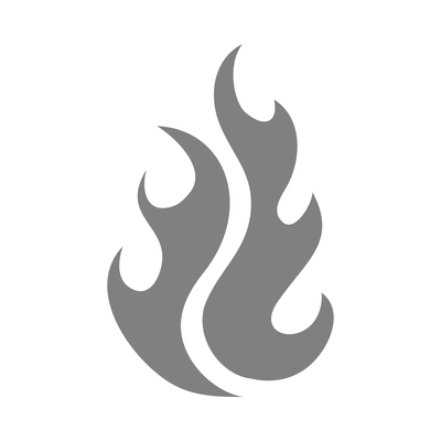 Fire black composition with monochrome flame burn flare icon isolated on blank background vector illustration