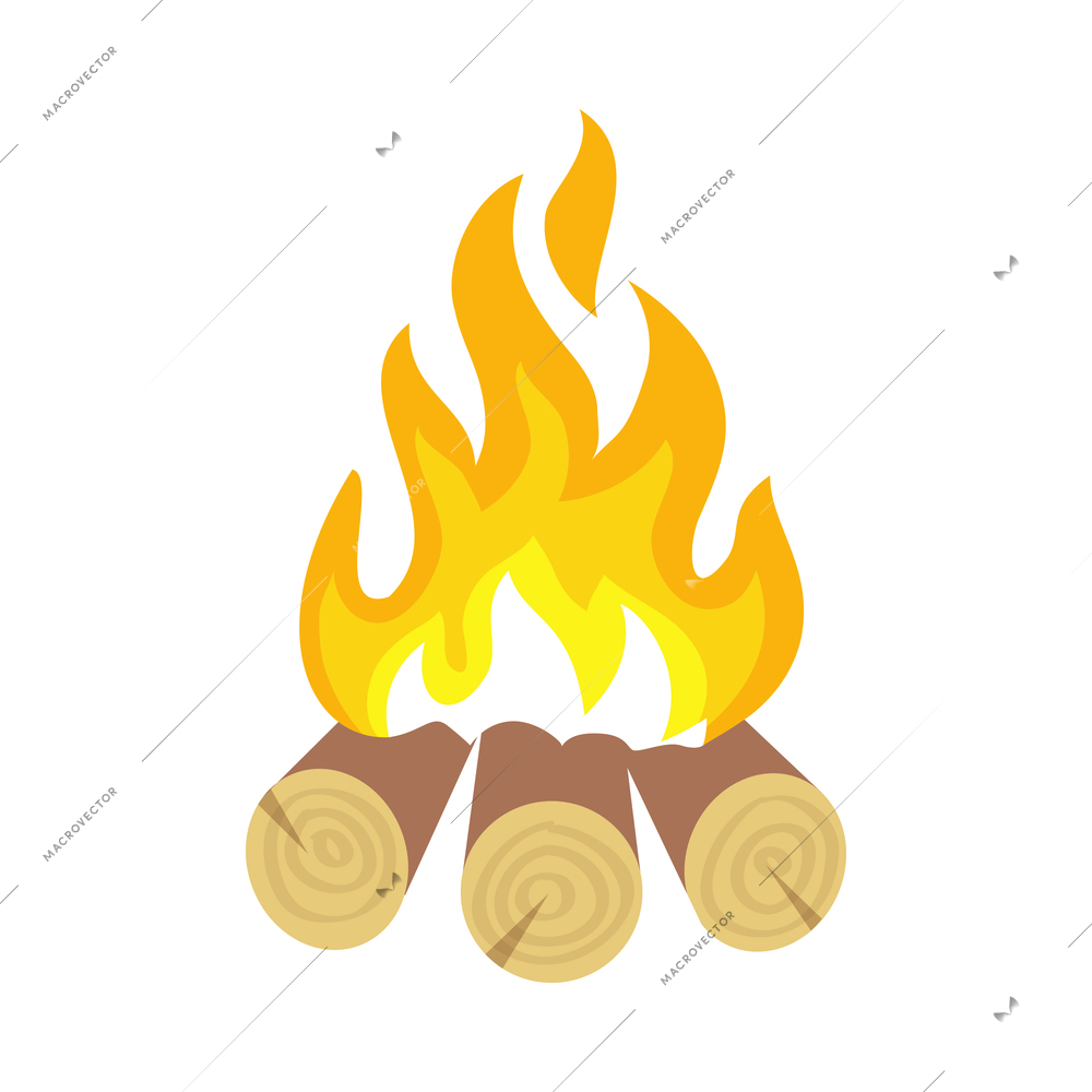 Fire protection composition with isolated accident icon and burning flame on blank background vector illustration