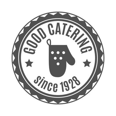 Restaurant label composition with isolated monochrome badge emblem with text and icons vector illustration