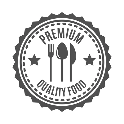 Restaurant label composition with isolated monochrome badge emblem with text and icons vector illustration