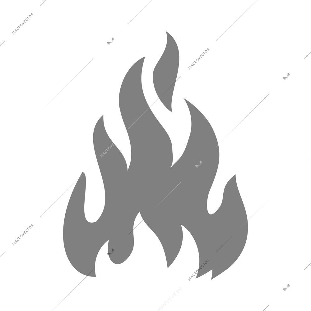 Fire black composition with monochrome flame burn flare icon isolated on blank background vector illustration