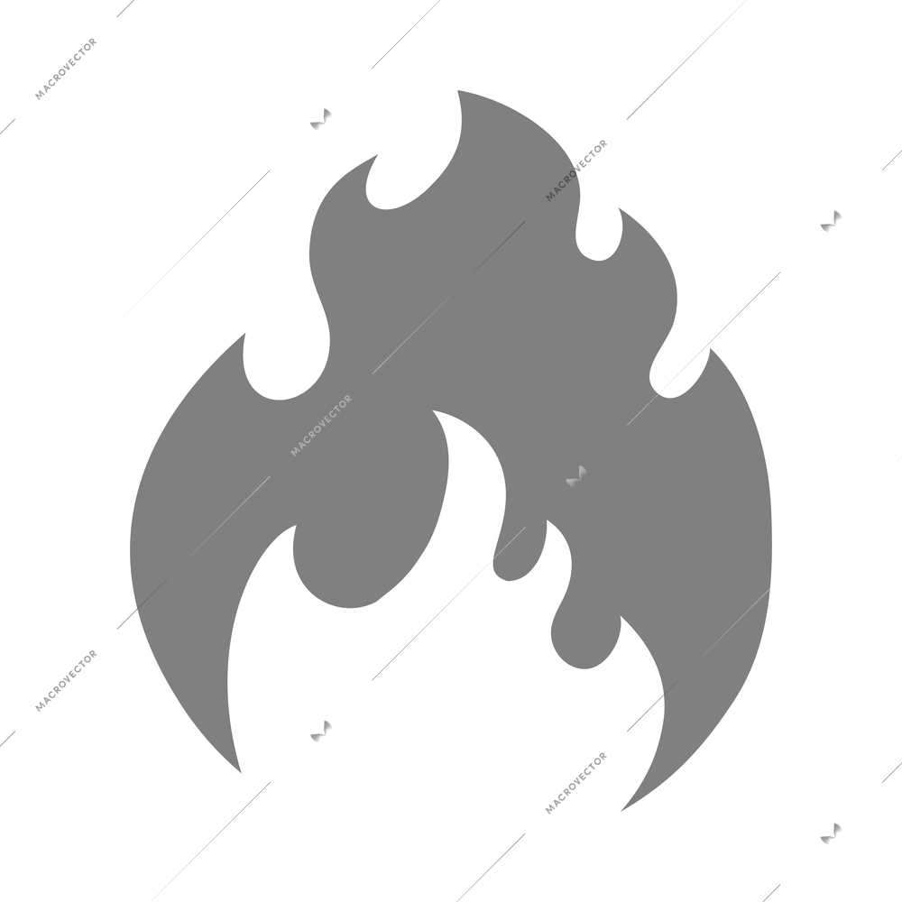 Fire black composition with monochrome flame burn flare icon isolated on blank background vector illustration