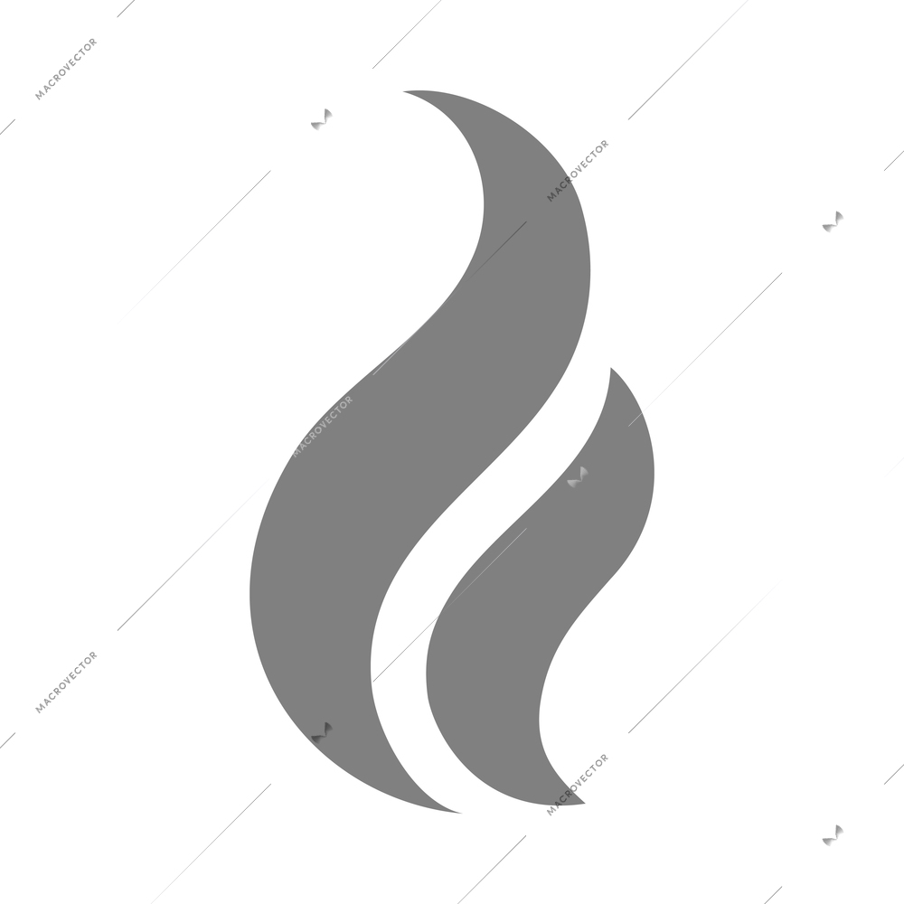 Fire black composition with monochrome flame burn flare icon isolated on blank background vector illustration