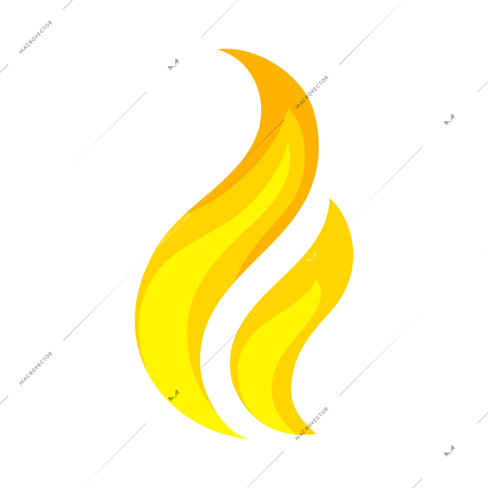 Fire color composition with bright flame burn flare icon isolated on blank background vector illustration