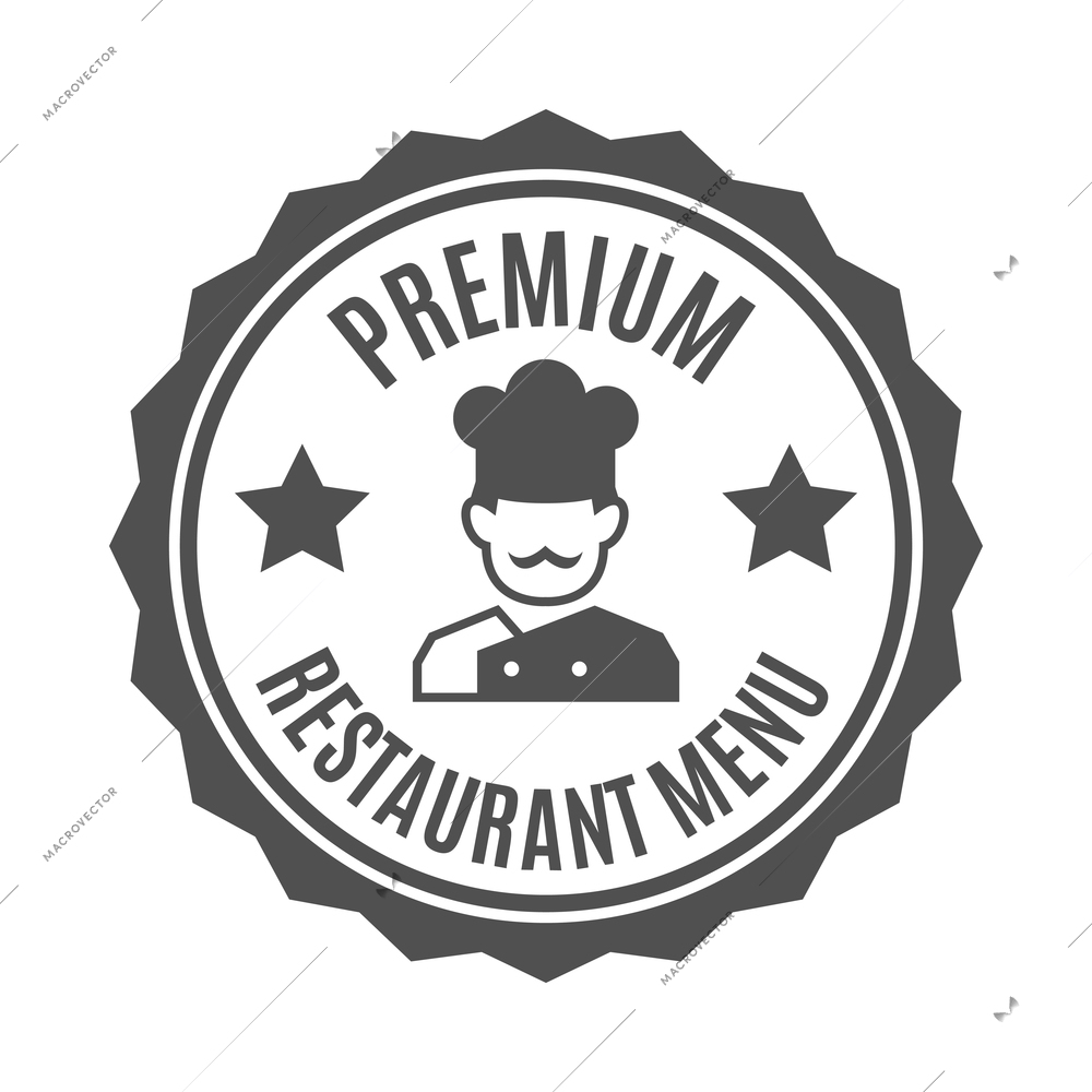 Restaurant label composition with isolated monochrome badge emblem with text and icons vector illustration