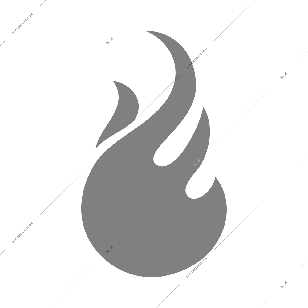 Fire black composition with monochrome flame burn flare icon isolated on blank background vector illustration