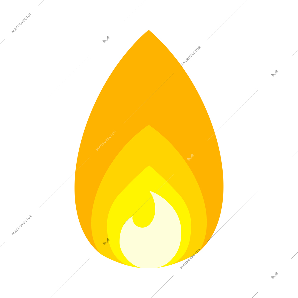 Fire color composition with bright flame burn flare icon isolated on blank background vector illustration