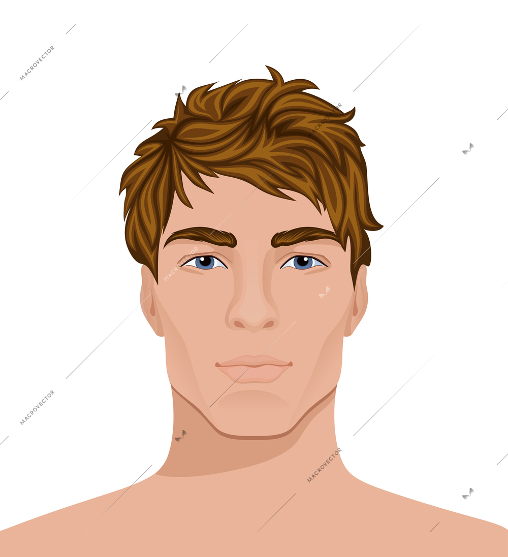 Men faces composition with isolated view of naked male head with modern hairstyle vector illustration