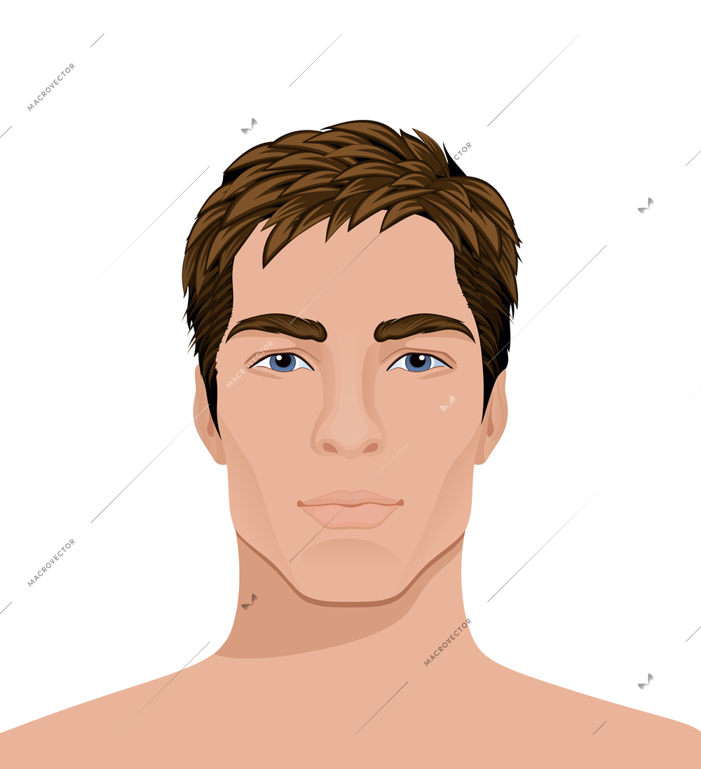 Men faces composition with isolated view of naked male head with modern hairstyle vector illustration