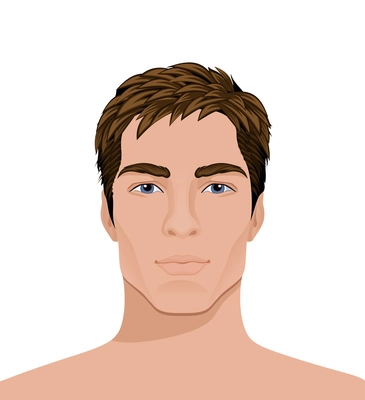 Men faces composition with isolated view of naked male head with modern hairstyle vector illustration