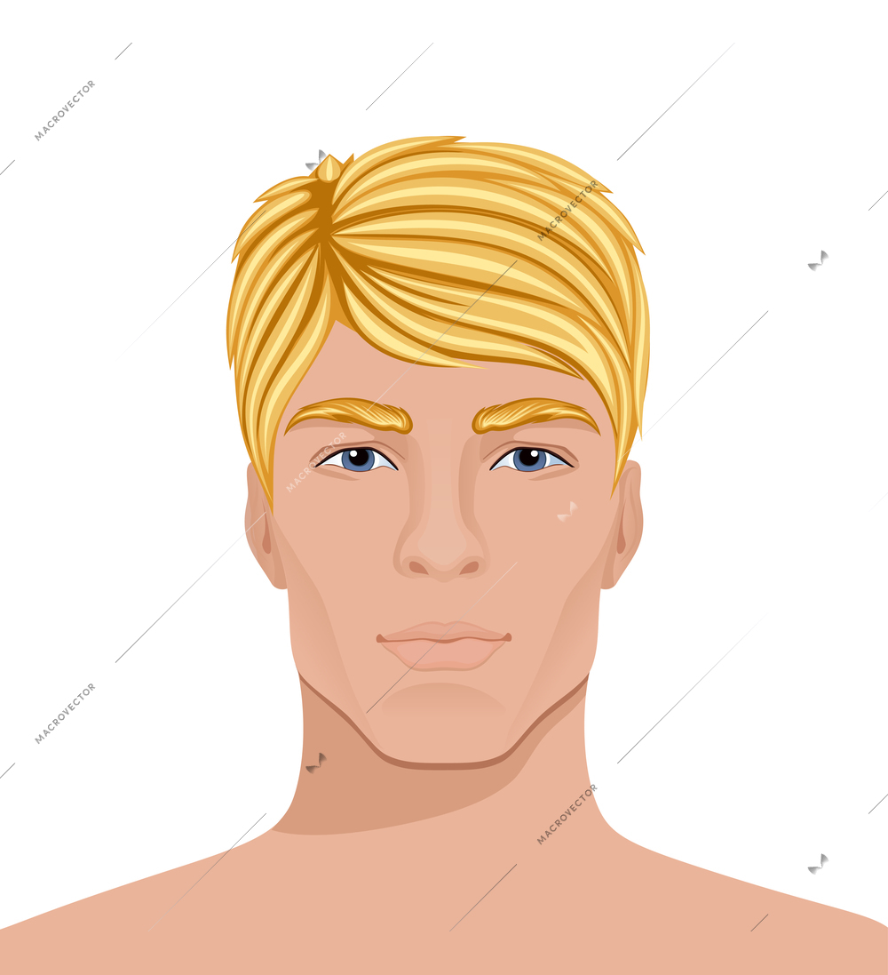 Men faces composition with isolated view of naked male head with modern hairstyle vector illustration