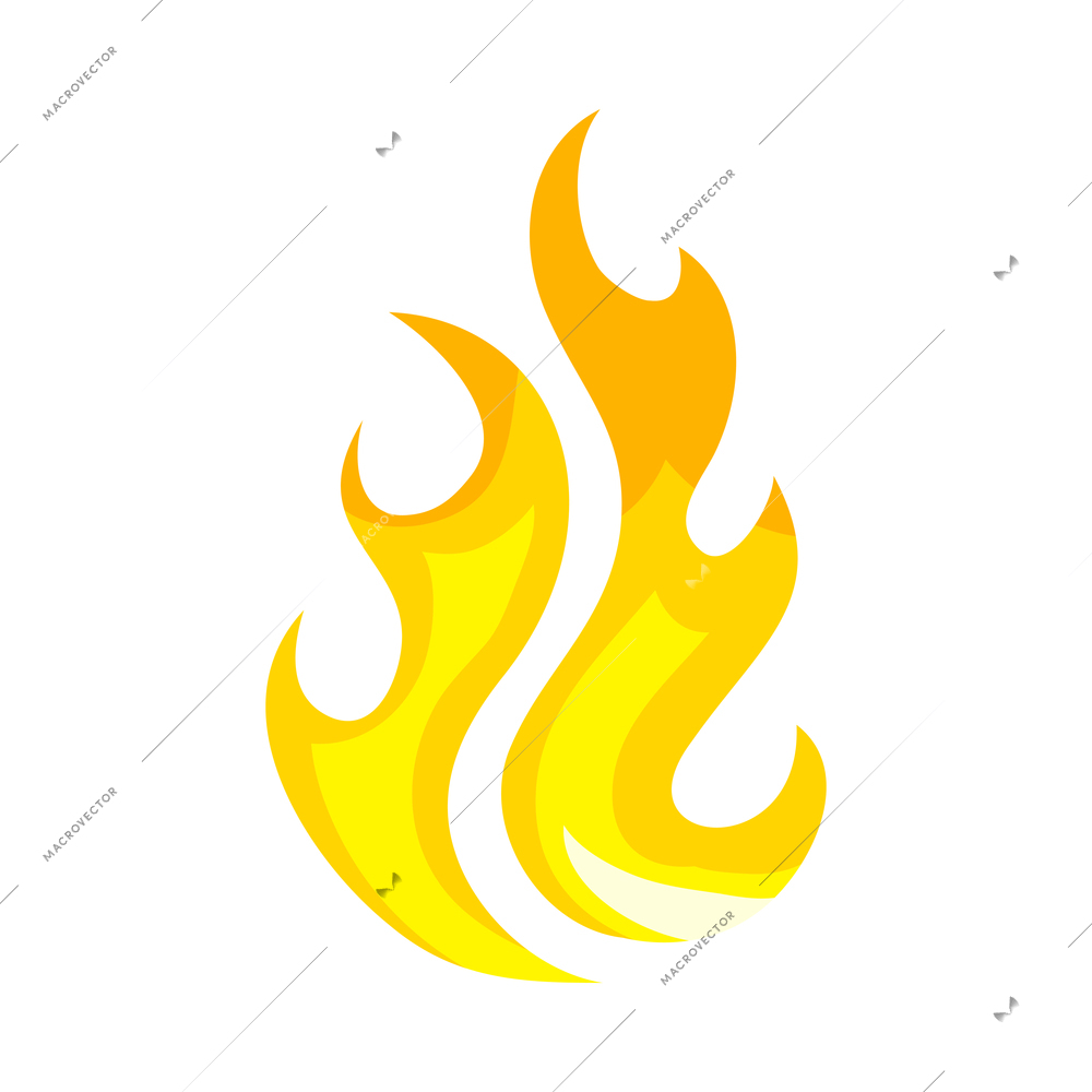 Fire color composition with bright flame burn flare icon isolated on blank background vector illustration