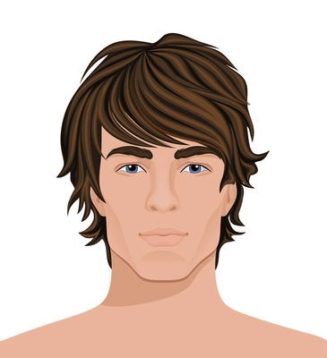 Men faces composition with isolated view of naked male head with modern hairstyle vector illustration