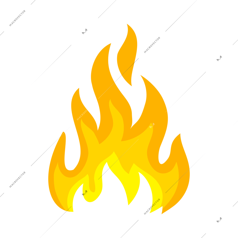 Fire color composition with bright flame burn flare icon isolated on blank background vector illustration