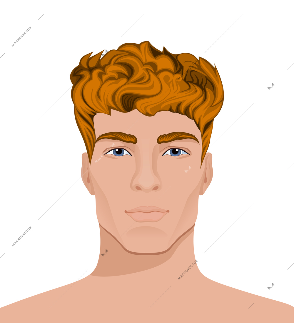 Men faces composition with isolated view of naked male head with modern hairstyle vector illustration