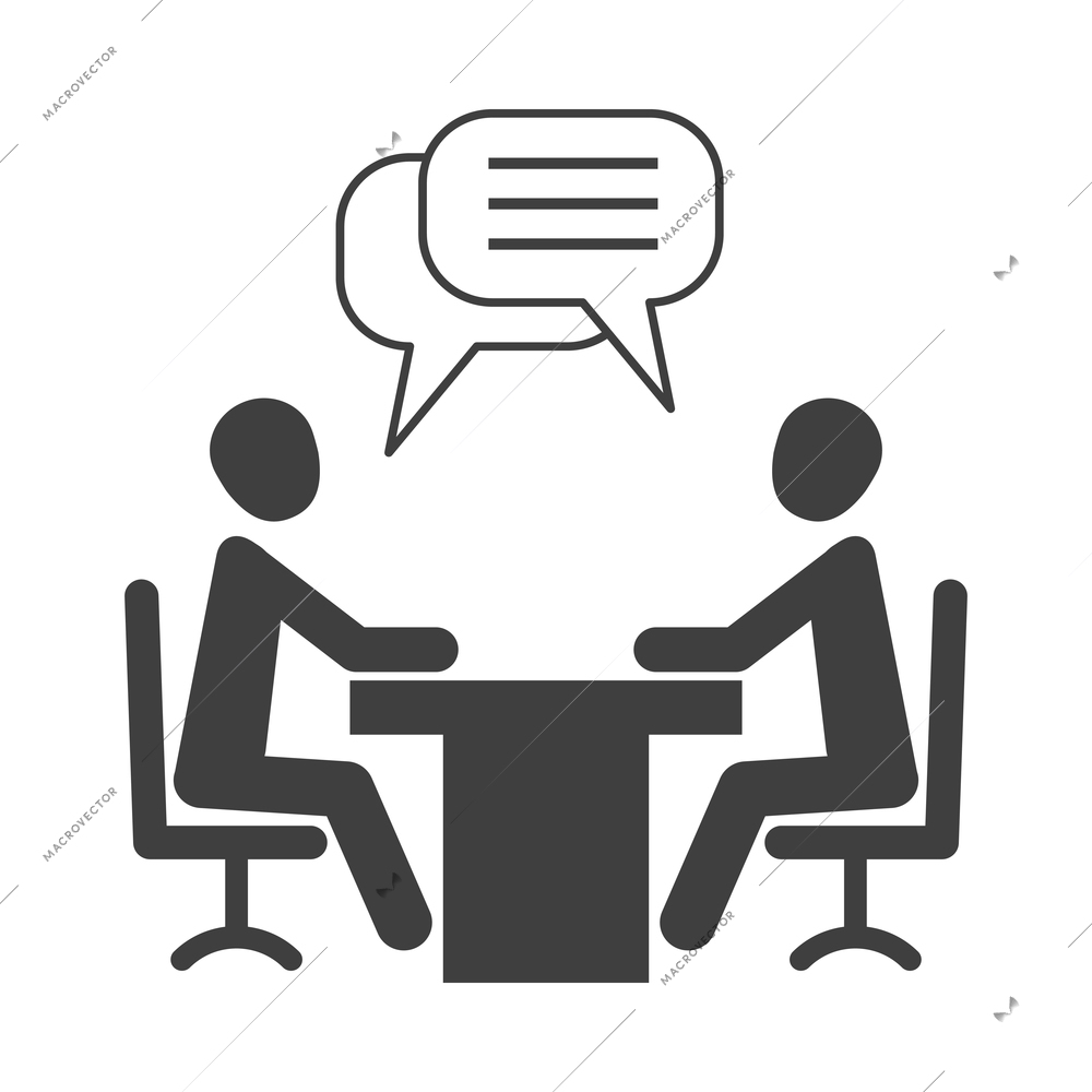 Business meet black composition with isolated monochrome image of work communication meeting vector illustration