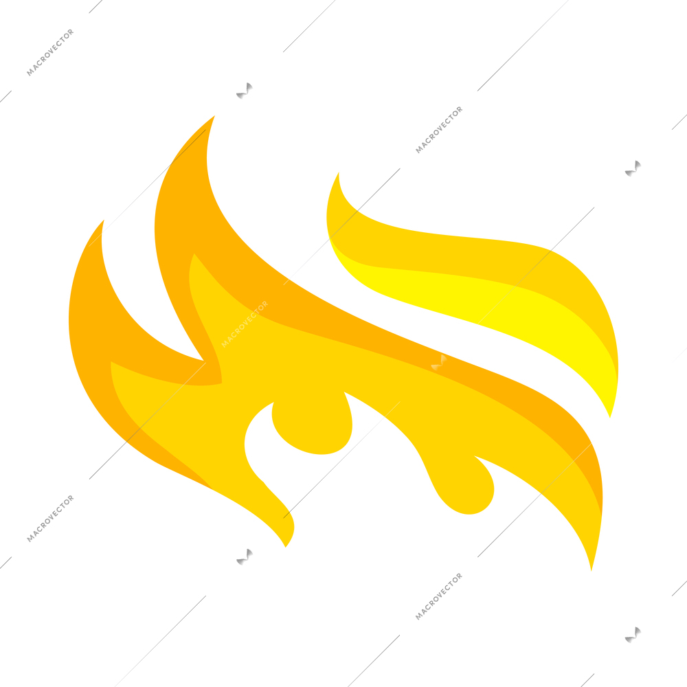 Fire color composition with bright flame burn flare icon isolated on blank background vector illustration