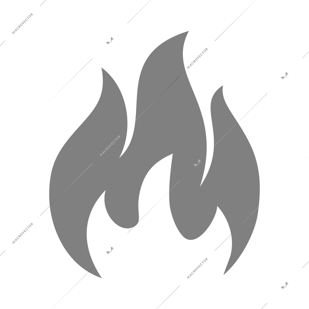 Fire black composition with monochrome flame burn flare icon isolated on blank background vector illustration