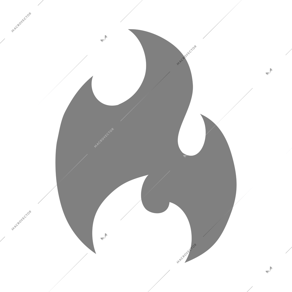 Fire black composition with monochrome flame burn flare icon isolated on blank background vector illustration