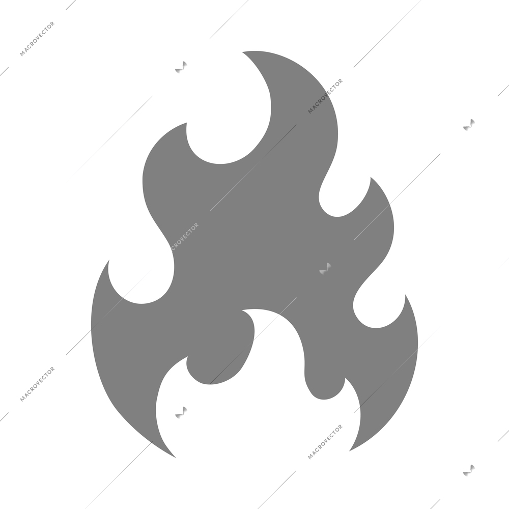 Fire black composition with monochrome flame burn flare icon isolated on blank background vector illustration