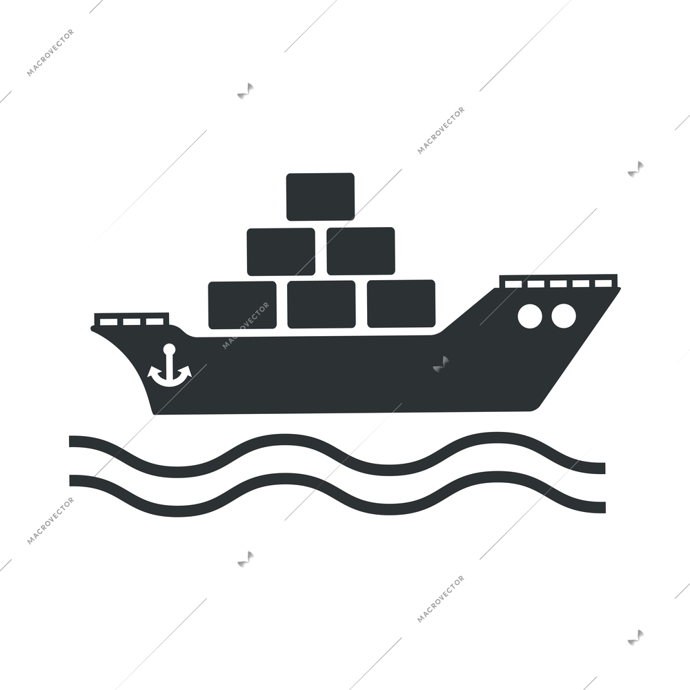 Logistic black composition with monochrome delivery service shipping icon vector illustration