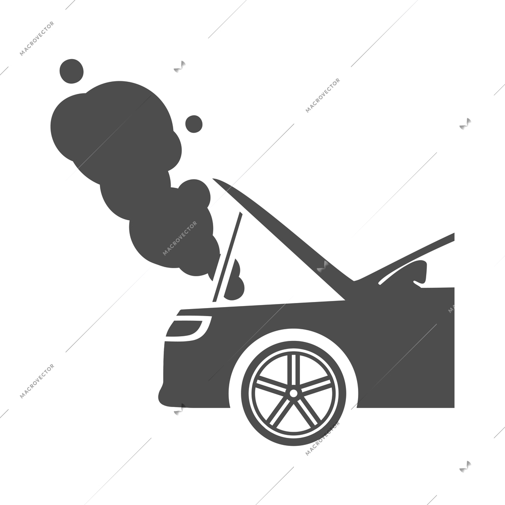 Auto service black composition with monochrome car maintenance icon on blank background vector illustration