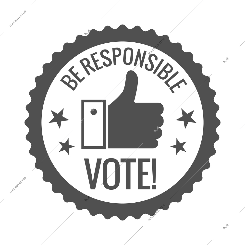 Election label composition with voting emblem badge with text isolated on blank background vector illustration