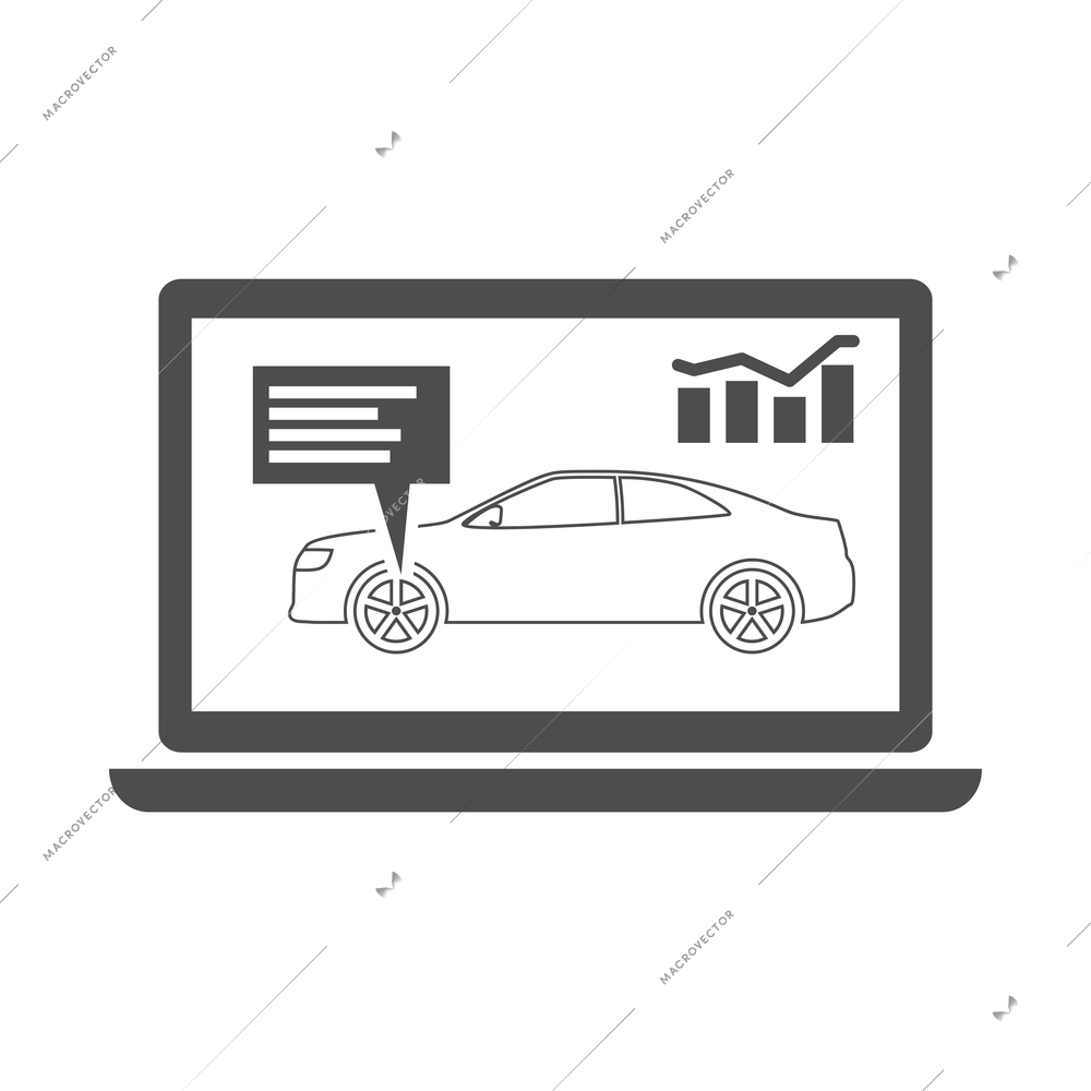 Auto service black composition with monochrome car maintenance icon on blank background vector illustration