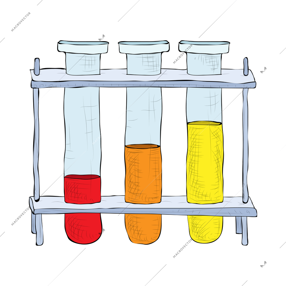 Science composition with isolated hand drawn style colorful icon on blank background vector illustration