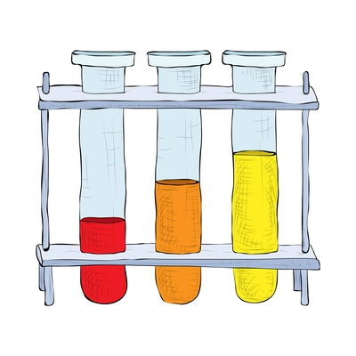 Science composition with isolated hand drawn style colorful icon on blank background vector illustration