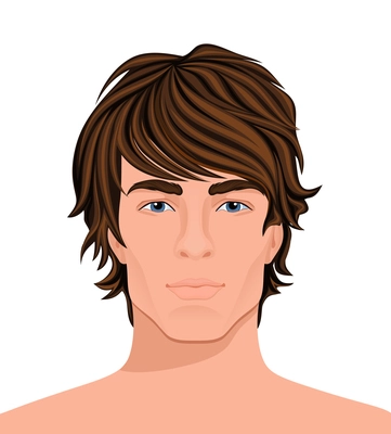 Man emotion composition with young dark haired man face isolated on blank background vector illustration