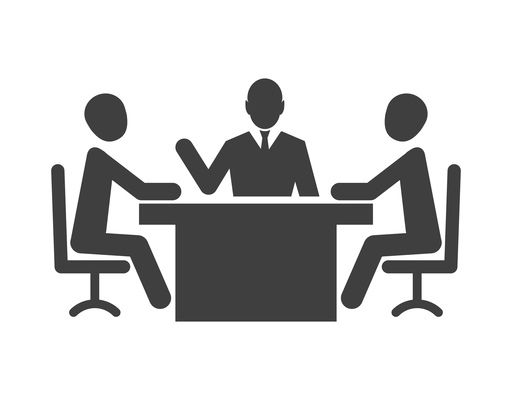 Business meet black composition with isolated monochrome image of work communication meeting vector illustration