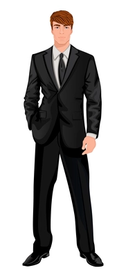 Business man composition with young handsome businessman wearing smart suit vector illustration