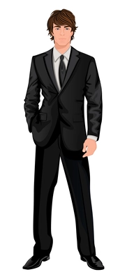 Business man composition with young handsome businessman wearing smart suit vector illustration