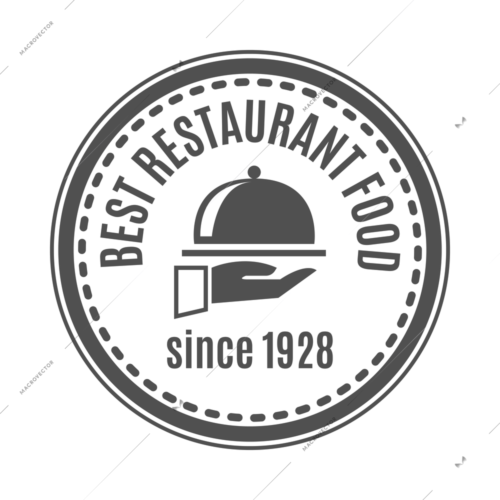 Restaurant label composition with isolated monochrome badge emblem with text and icons vector illustration