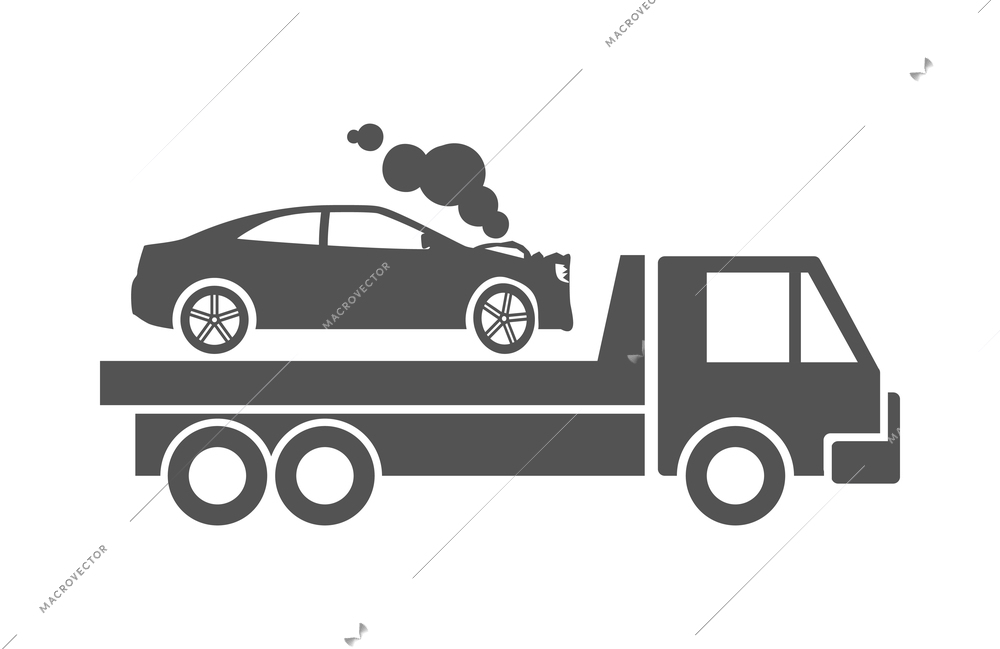 Car crash composition with black icon of accidental event on blank background vector illustration