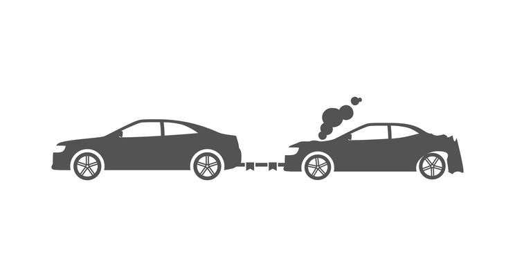 Car crash composition with black icon of accidental event on blank background vector illustration