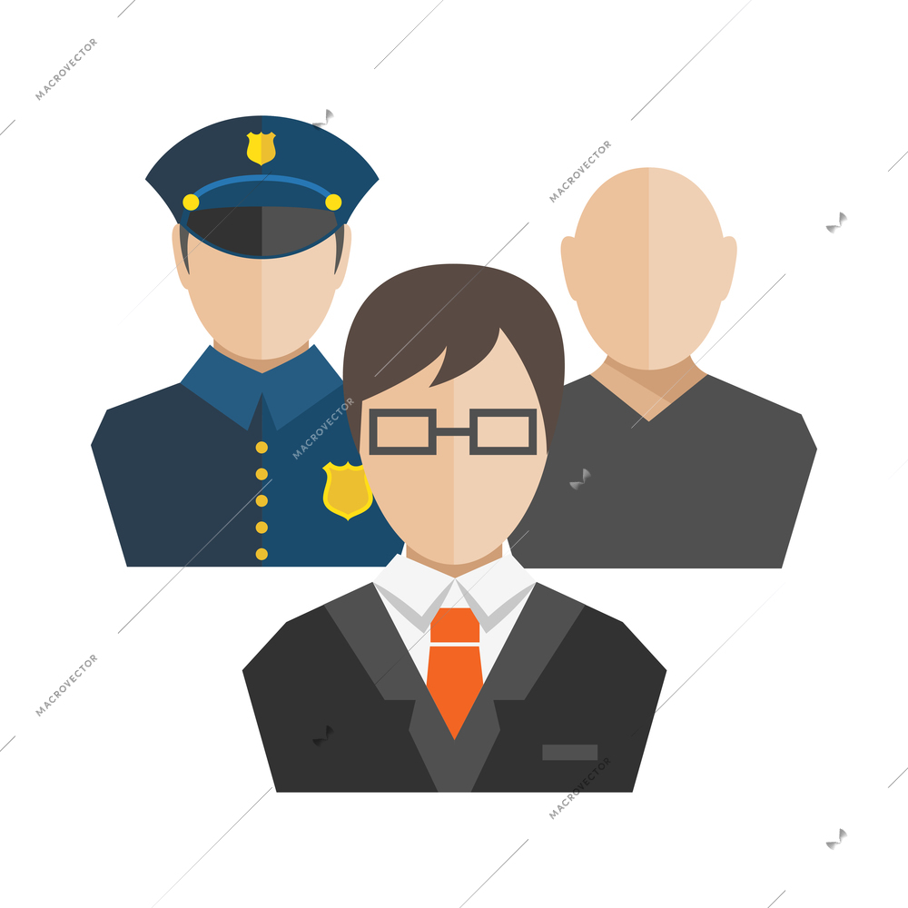 Law composition with flat isolated legal justice legislation colorful icon on blank background vector illustration