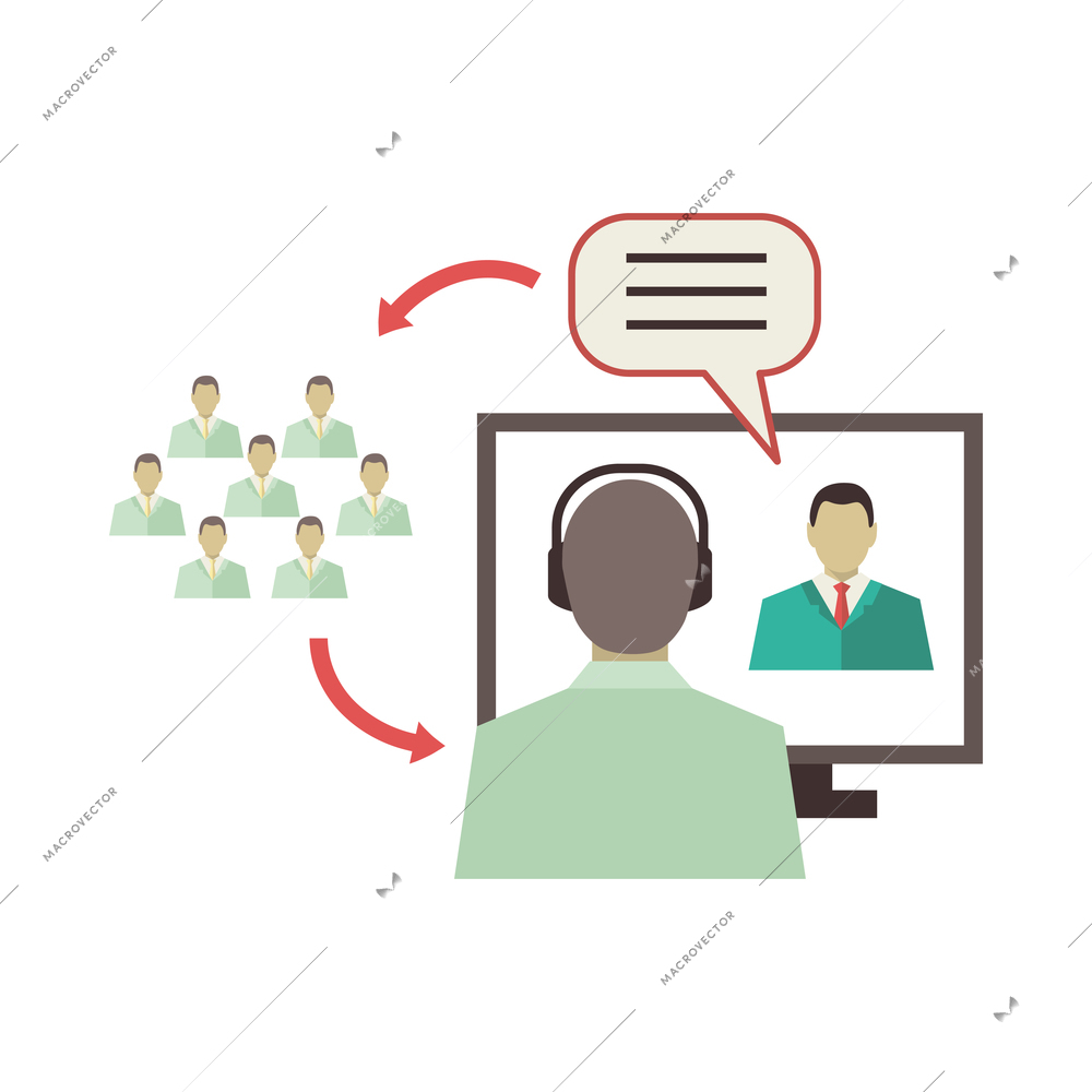 Business meet composition with flat isolated conceptual image of work communication meeting vector illustration