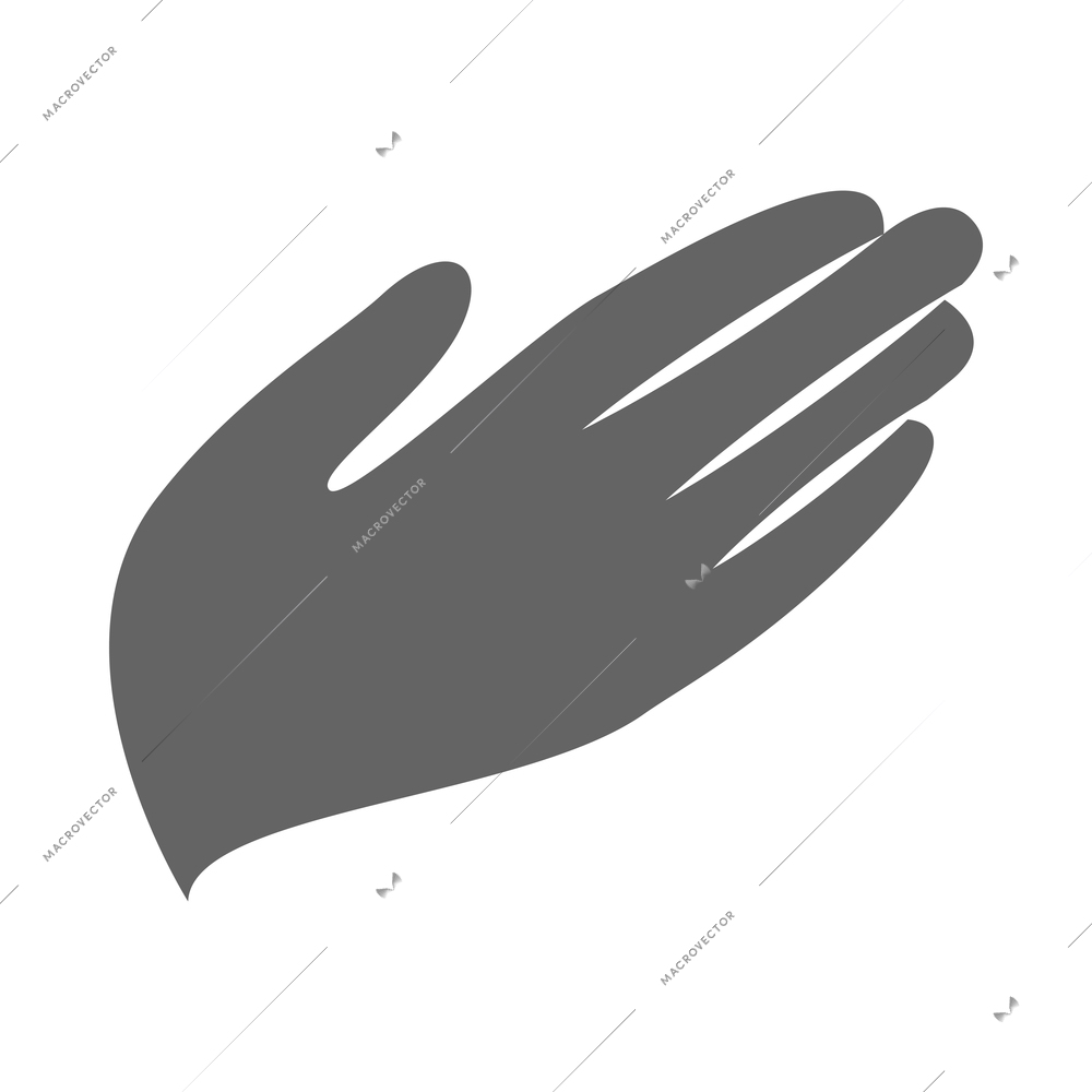 Hand hold and protect black composition with isolated monochrome gesture icon on blank background vector illustration