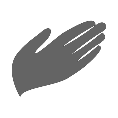 Hand hold and protect black composition with isolated monochrome gesture icon on blank background vector illustration