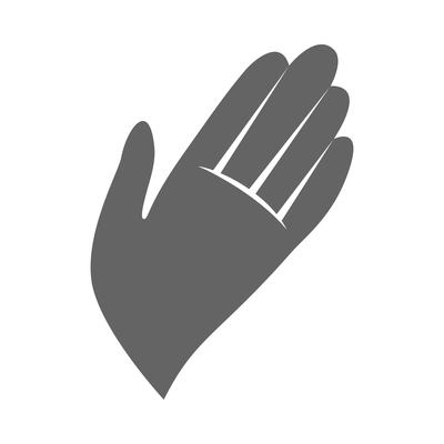 Hand hold and protect black composition with isolated monochrome gesture icon on blank background vector illustration