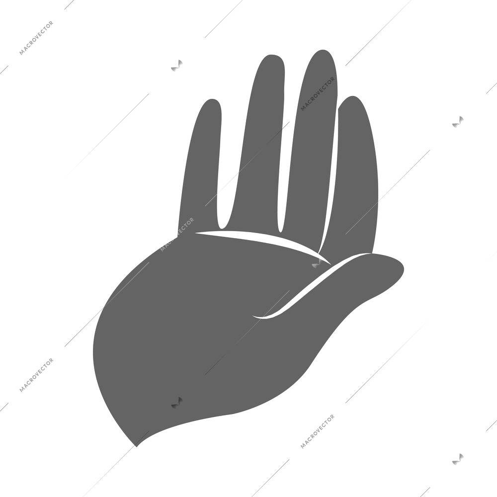 Hand hold and protect black composition with isolated monochrome gesture icon on blank background vector illustration