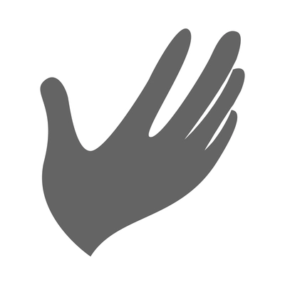 Hand hold and protect black composition with isolated monochrome gesture icon on blank background vector illustration