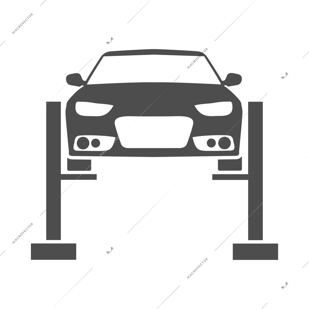 Auto service black composition with monochrome car maintenance icon on blank background vector illustration