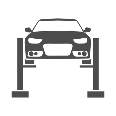 Auto service black composition with monochrome car maintenance icon on blank background vector illustration