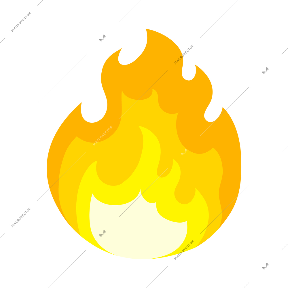 Fire color composition with bright flame burn flare icon isolated on blank background vector illustration